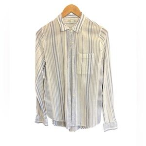 Sundance pale blue & white striped long sleeve lightweight button up top